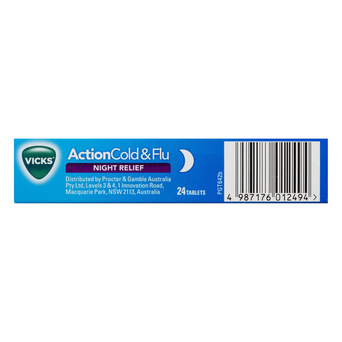 Vicks Action Cold & Flu Night Relief Tablets 24