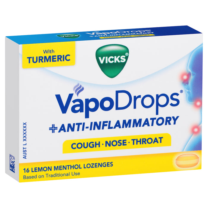 Vicks Vapodrops Anti-Inflammatory 16 Lemon Menthol Lozenges