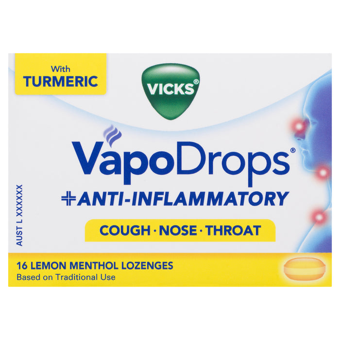 Vicks Vapodrops Anti-Inflammatory 16 Lemon Menthol Lozenges