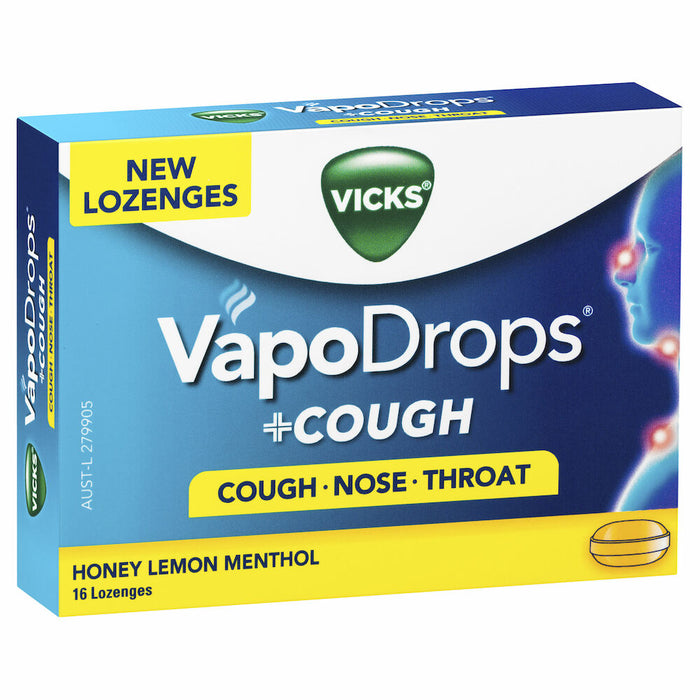 Vicks VapoDrops + Cough Honey Lemon Mentol 16