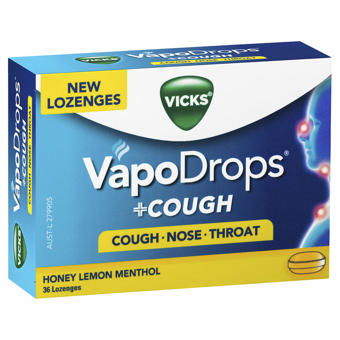 Vicks VapoDrops + Cough Honey Lemon Mentol 36