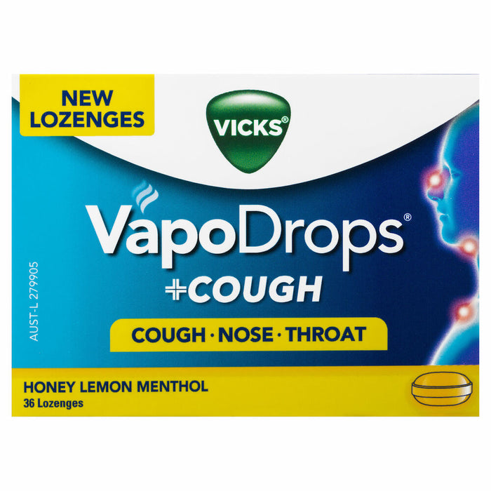 Vicks VapoDrops + Cough Honey Lemon Mentol 36