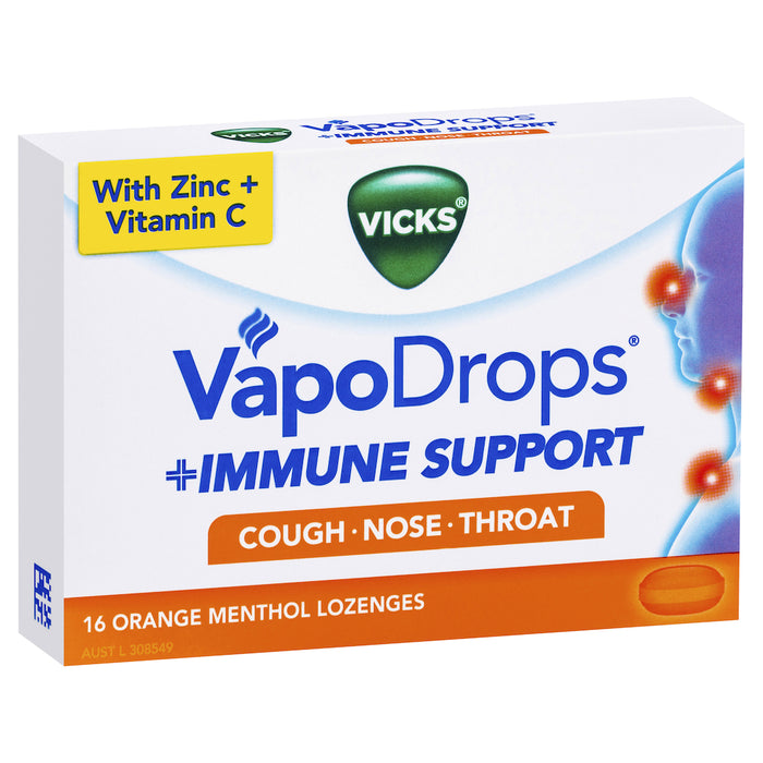 Vicks VapoDrops + Immune Support Orange 16 Lozenges