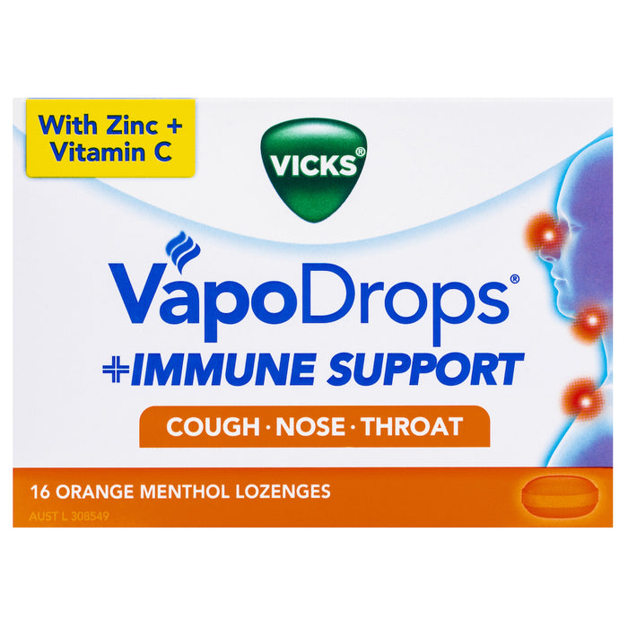 Vicks VapoDrops + Immune Support Orange 16 Lozenges