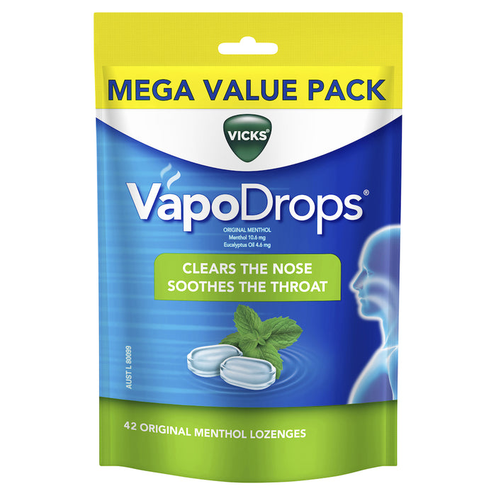 Vicks VapoDrops Original Menthol Mega Value Pack 42 Lozenges