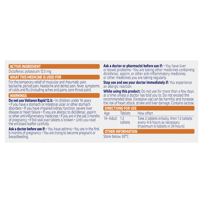 Voltaren Rapid 12.5mg 20 Tablets