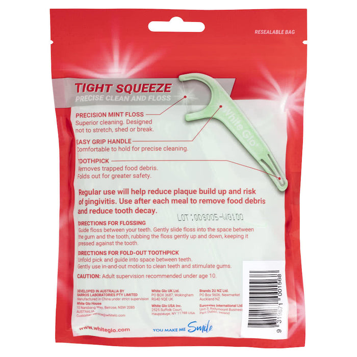 White Glo Tight Squeeze Flosser 100 Pack