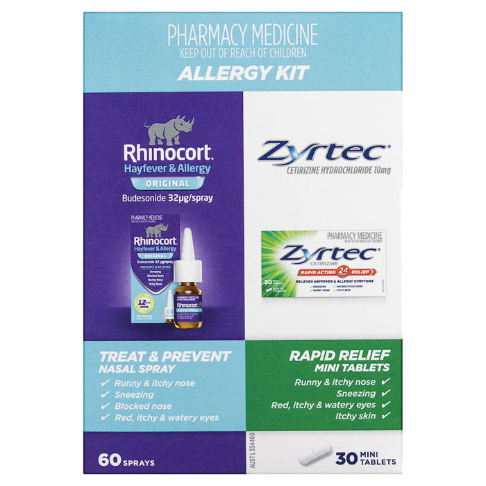 Zyrtec 30 Tab & Rhinocort 60 Nasal Spray Allergy Kit