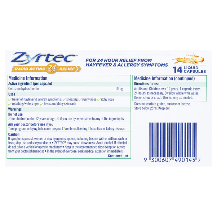 Zyrtec Liquid Capsules 14